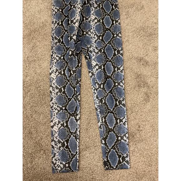 Commando Blue Snakeskin Animal Print Faux Leather Leggings, M - Picture 4 of 7